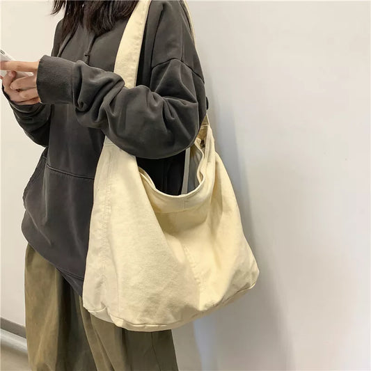 2023 Shoulder Bag Women Shopper Canvas Tote Bag Female Solid Simple Large Capacity Crossbody Bags Women Designer Handbags