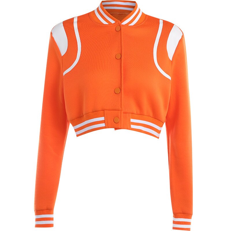 Y2k Vintage Varsity Jackets 2023 Fashion Autumn Winter Clothes Women Orange Blue Cropped Jacket Cute Coat D66-DZ27