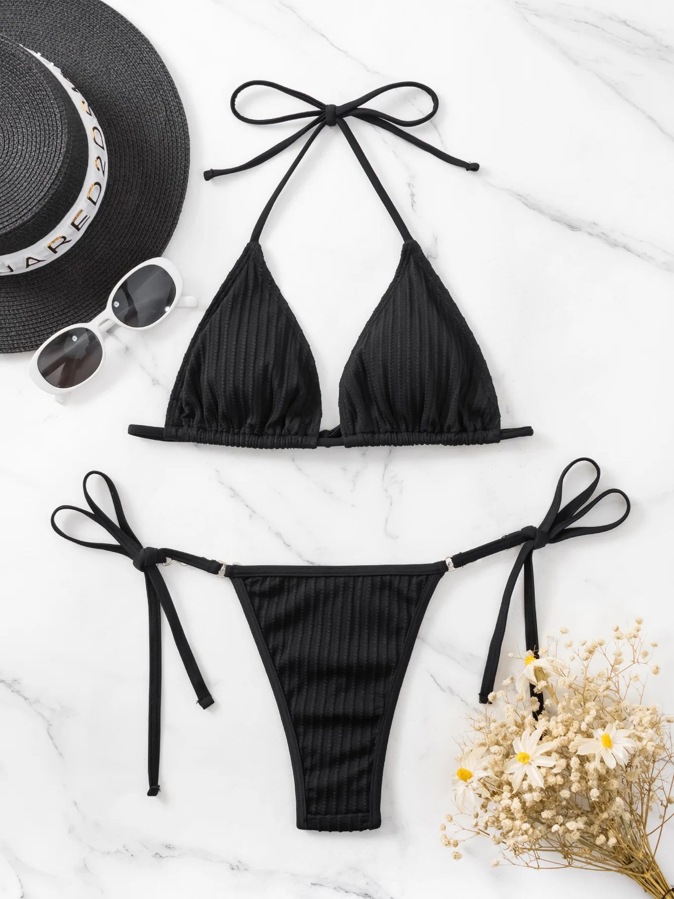 Luxury Jewelled Rhinestones Bikini Women Black Cut Out Heart Matal Chain Triangle Swimsuit 2024 Brazilian Bathing Suit Swimwear