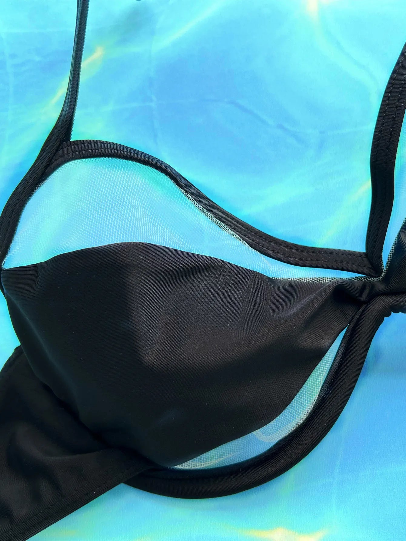 Sexy Black Bikini Set 2024 Transparent Mesh Patchwork Women's Micro Swimsuit Cut Out Push Up Beach Bathing Suit Thong Swimwear