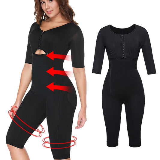Post-Surgery Full Body Arm Shaper Body Suit Powernet Girdle Black Waist Trainer Corsets Slimming Shapewear