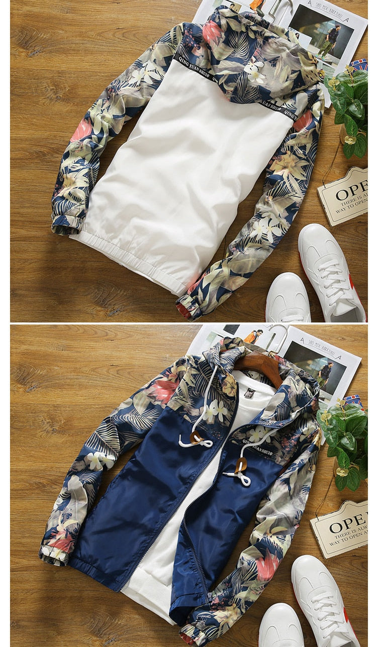 Women's Hooded Jackets 2020 Spring Autumn Floral Causal
