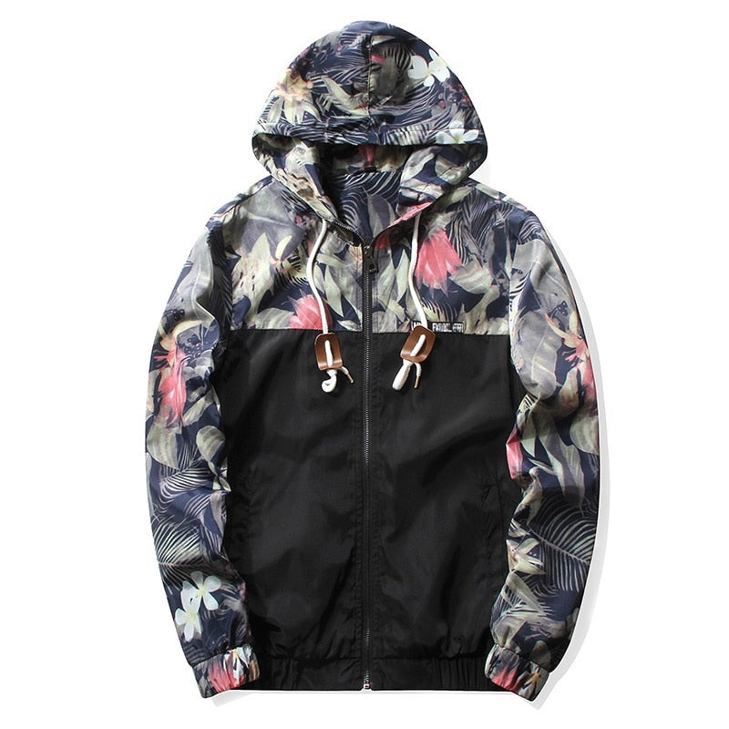 Women's Hooded Jackets 2020 Spring Autumn Floral Causal