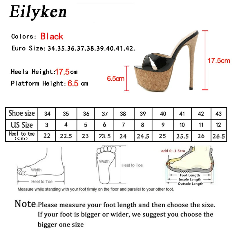 Summer Extreme Platform High Heels Slippers Women's Chunky Ladies Brief Slingback Peep-toe Mules Slides Shoes Size 42
