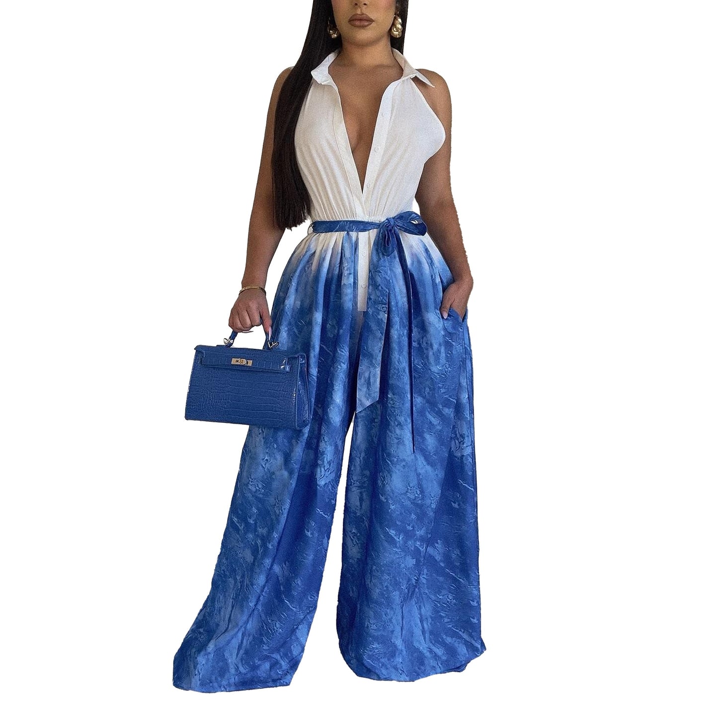 Plus Size Jumpsuit One Pieces Elegant Fashion Sleeveless Wide Leg Jumpsuits Summer Vacation Outfits for Women