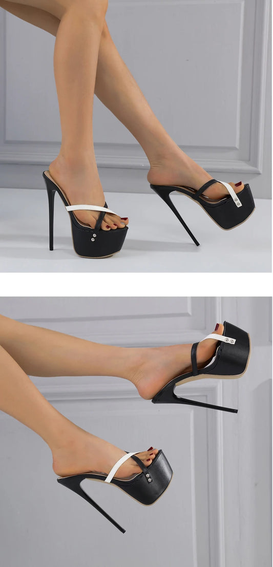 New Fashion Extreme Platform Slippers Women Summer Open Toe Stiletto Heels Sandals Ladies Club Shoes Sliders