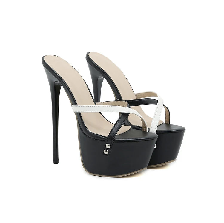 New Fashion Extreme Platform Slippers Women Summer Open Toe Stiletto Heels Sandals Ladies Club Shoes Sliders