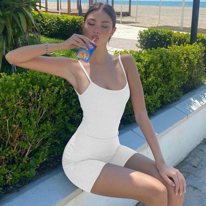Fashion Sexy Backless Straps Bodycon Playsuits One Piece Outfits for Women Romper Casual PlaysuitS Summer Clothes