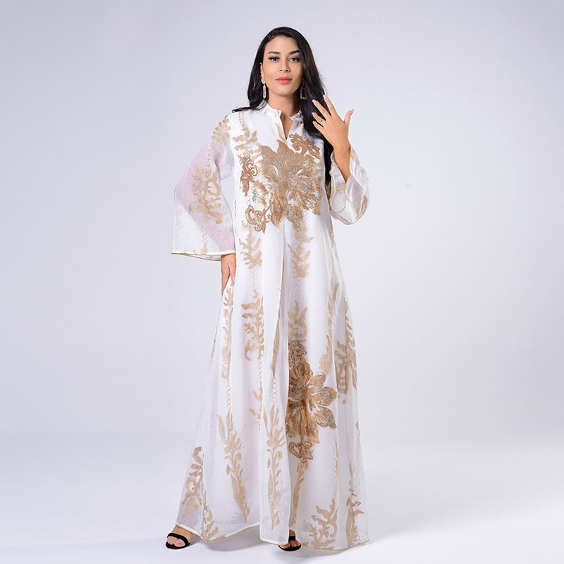 Embroidered Moroccan Caftan For Occasions Dubai Woman Habaya Ramadan Jalabiya Kandora Arab Muslim Jilbeb Eid Dress Saudi Abaya