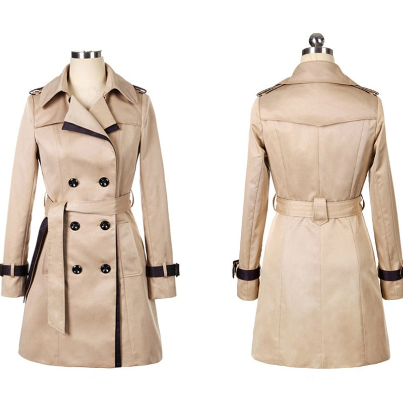 Autumn Casual Double Breasted Female Long Trench Coats