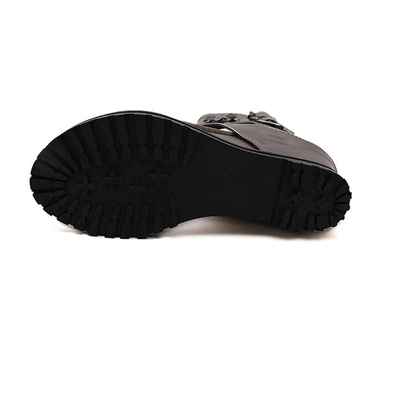 Summer Platform Sandals Ankle Shoes Punk Chain Rivets Gladiator Sandals