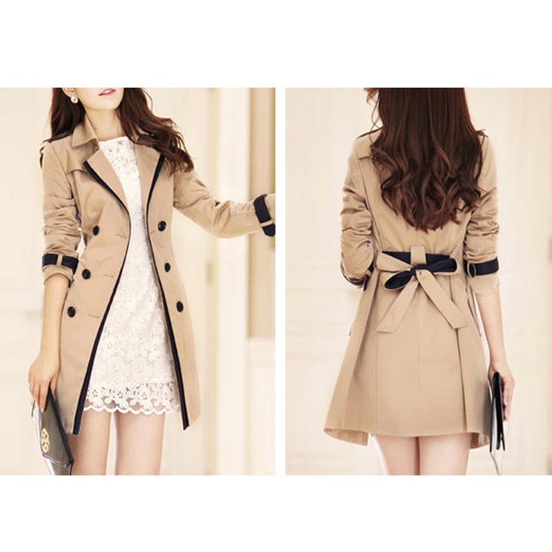 Autumn Casual Double Breasted Female Long Trench Coats