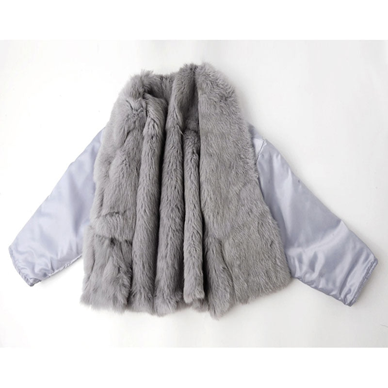 Removable Real Fox Fur Collar + Rabbit Fur Liner Denim Jacket Women Winter Loose Thick Warm Jeans Jackets Parka Female Outerwear