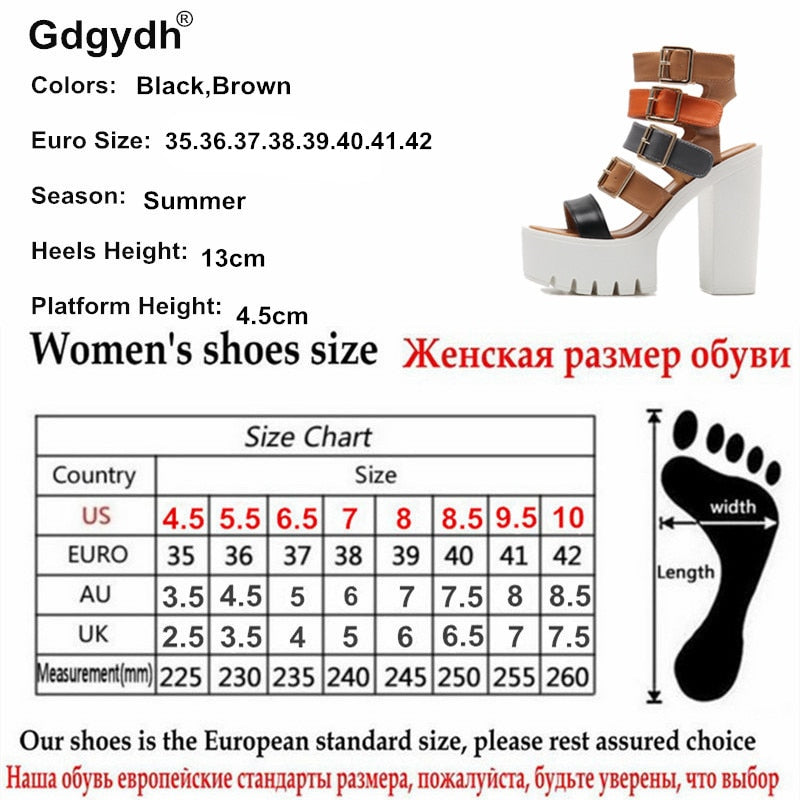 Women Sandals High Heels New Summer Fashion Buckle Female Gladiator Sandals Platform Shoes Woman Black Big Size 42