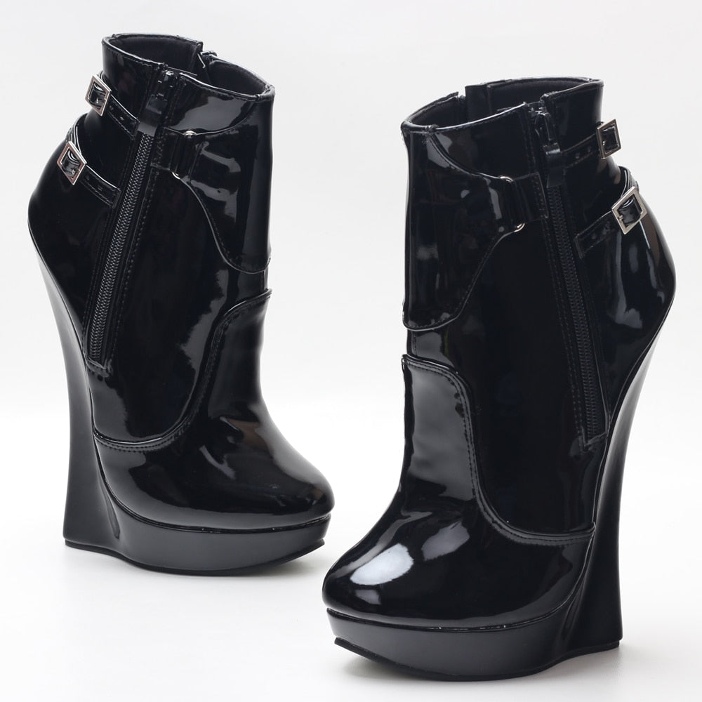 High Heel Wedge Platform Fetish Sexy Ankle Boots In Stock  Size 36-46