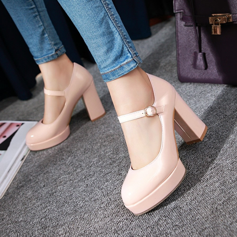 Elegant Women High Heels Shoes 2023 Spring Sexy Pumps Platform Patent Pink White Heeled Party Wedding Shoes Female Large Size