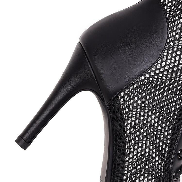 Stilettos Women Dance High Heels Plus Size Shoes Out Large Mesh Boots Fish Mouth Thin For Women Dancing shoes Ballroom