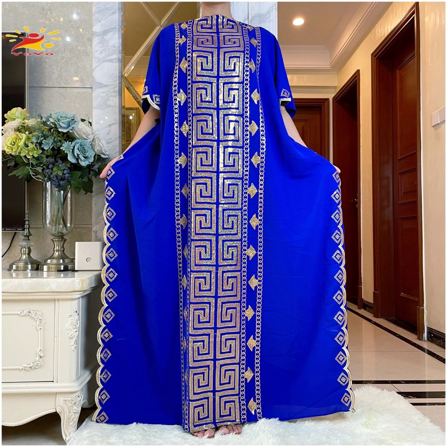 High Quality Comfortable Fabric Muslim Hijab Dresses African Caftan Rose Sequins Shinning Boubou Party Elegant Islamic Clothing