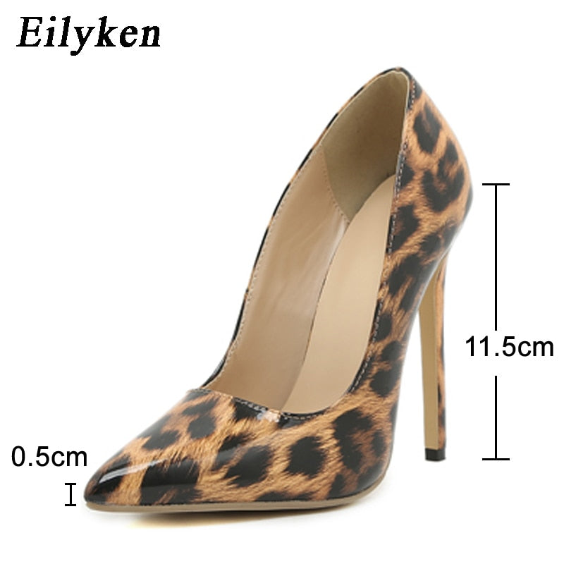 Spring Autumn Leopard Grain Women Pumps Pointed Toe Party Mules Slip-On Stripper High Heel Wedding Shoes