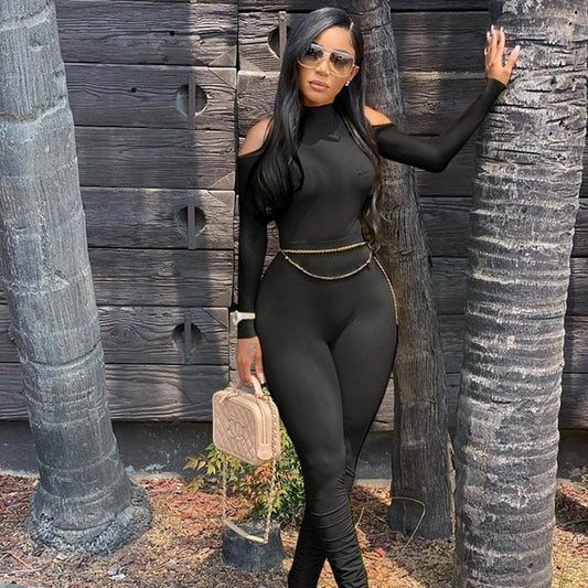 Bandage Bodycon Jumpsuit Long Sleeve Stacked One Piece Jumpsuit Women Fall Clothing 2023 Overalls Party Sexy Jumpsuit Clubwear