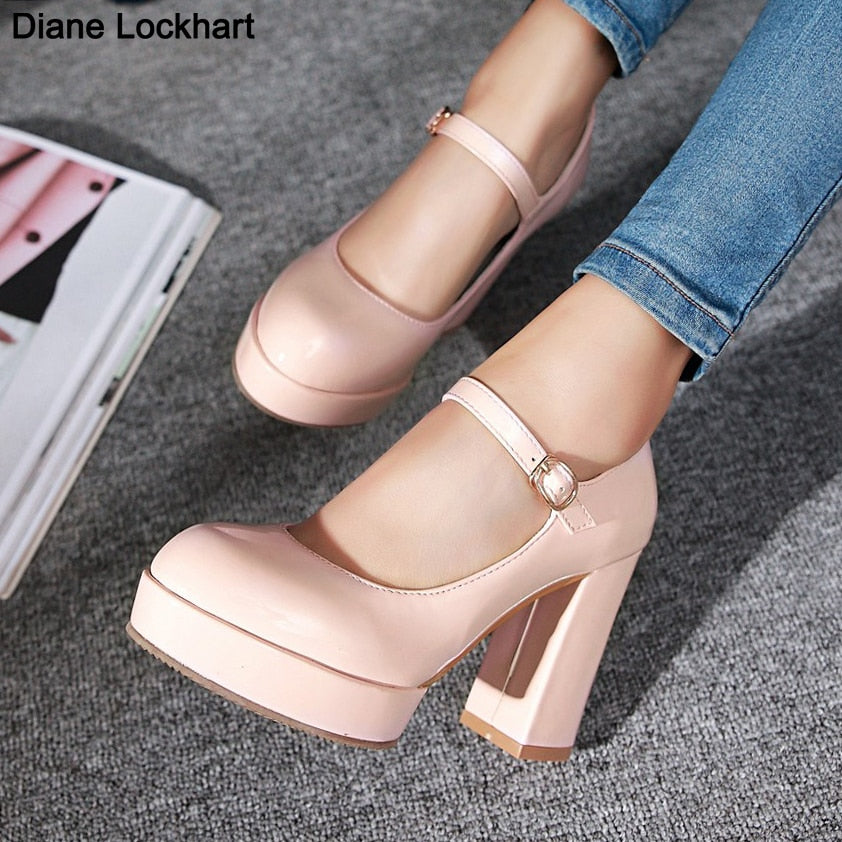 Elegant Women High Heels Shoes 2023 Spring Sexy Pumps Platform Patent Pink White Heeled Party Wedding Shoes Female Large Size