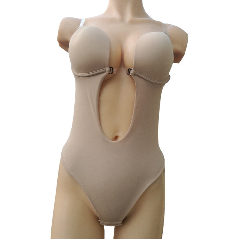 Women Deep V Bodysuit Waist Trainer Invisible Shaper Body Tummy Shapewear Faja Strap Backless