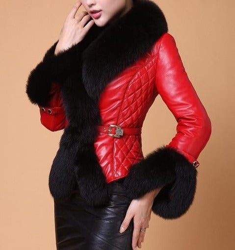 New Winter Leather Jacket Women Coat