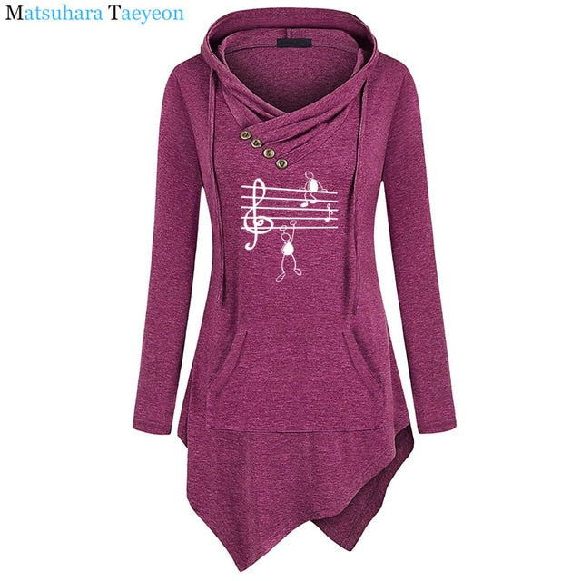 New Music Notes Funny Print Hoodie