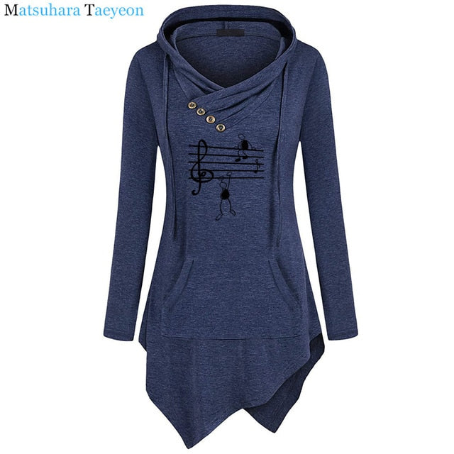 New Music Notes Funny Print Hoodie