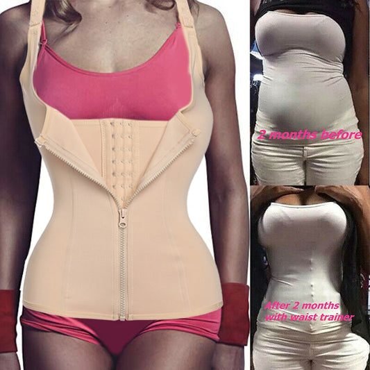 Body Shaper Vest Ladies Waist Trainer Zipper Tummy Control Corset