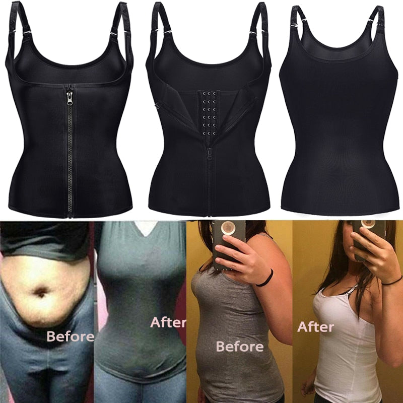 Body Shaper Vest Ladies Waist Trainer Zipper Tummy Control Corset