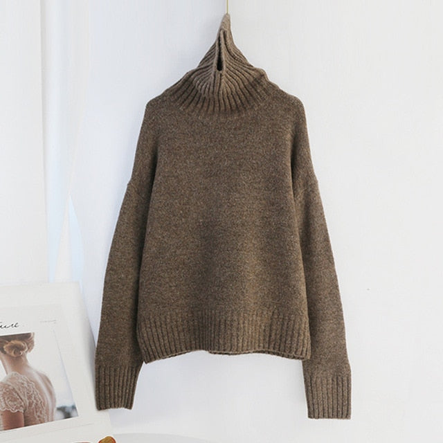 Autumn Winter Women Knitted Turtleneck Cashmere Sweater