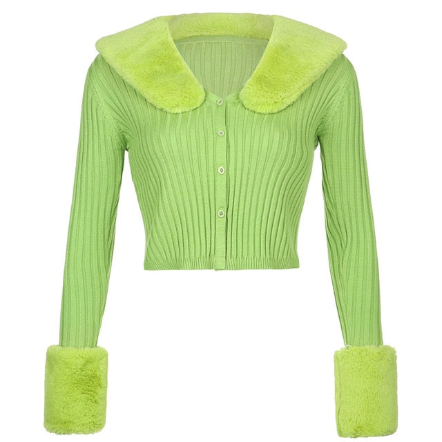 Sweetown Ribbed Knitted Ladies Cardigans
