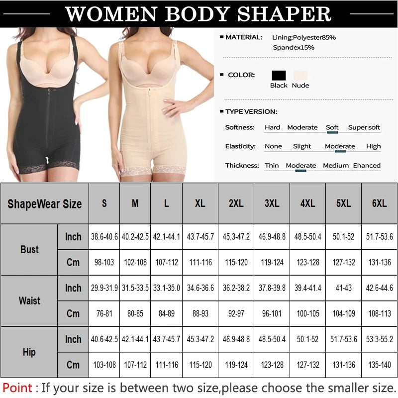 Fajas Reductoras Plus Size S-6XL Magic Full Body Shaper Bodysuit Slimming Waist Trainer