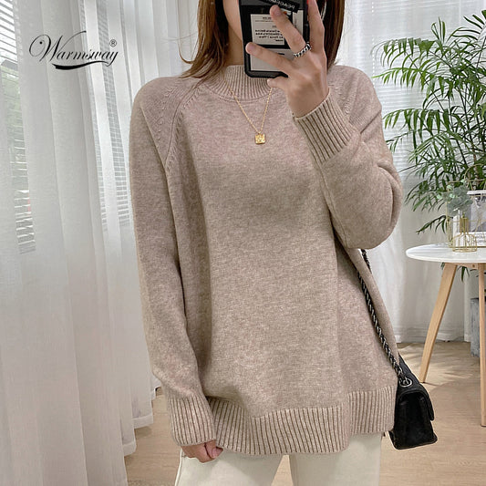 Mock Neck Pullovers Sweater High Quality Oversized Jumper