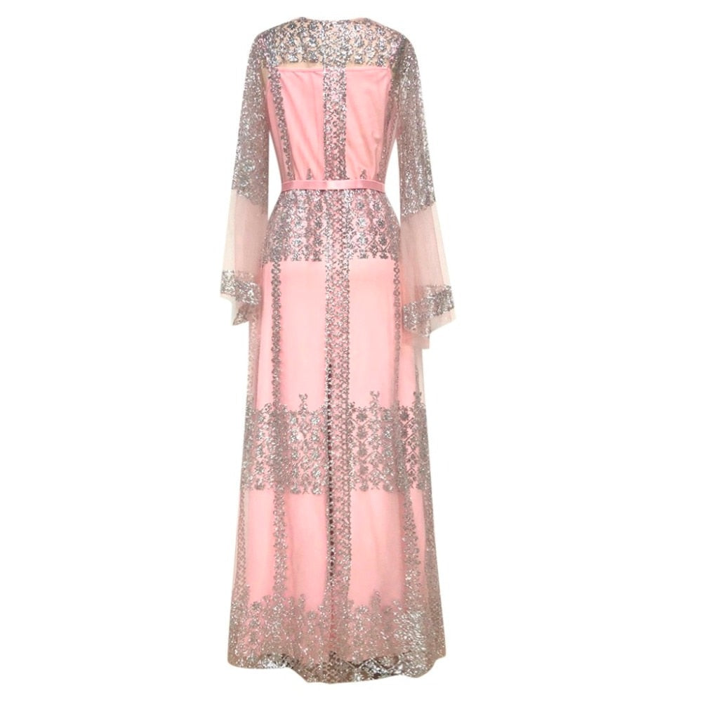 Abaya Dubai Muslim Dress Luxury High Class Sequins Embroidery Lace Ramadan Kaftan