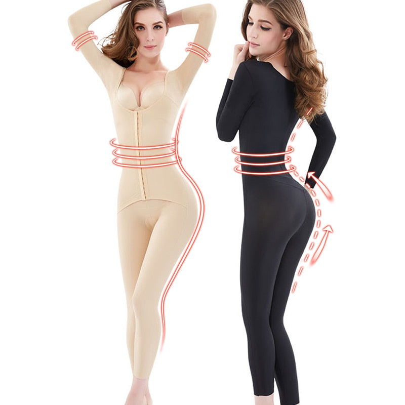 Body Shaper Women's Slimming Full Length Bodysuit Long Sleeve Plus Size