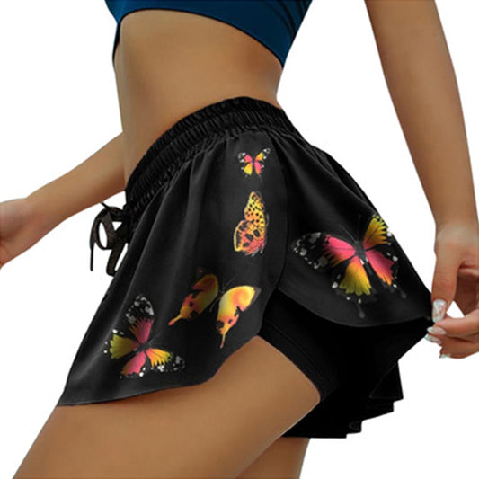 2 In 1 Butt Scrunch Skirted Running Shorts Quick Dry Fake Skirt Sexy Gym Workout Short Pants