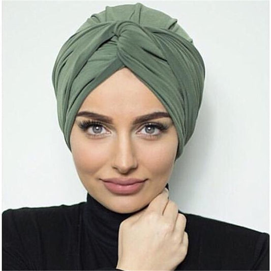 2022 Trendy suede turban caps for women plain color muslim hijab scarf india african head wraps turbante mujer headscarf bonnet
