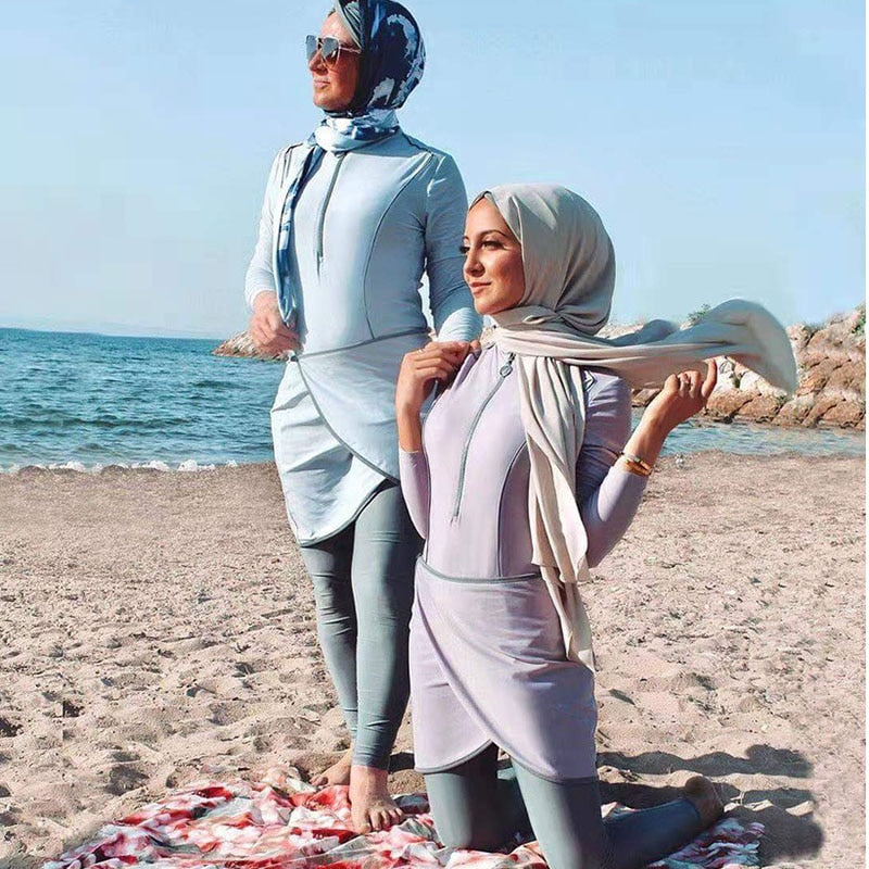 3PCS women muslim swimwear long sleeve swimsuit muslimah swimming burkini